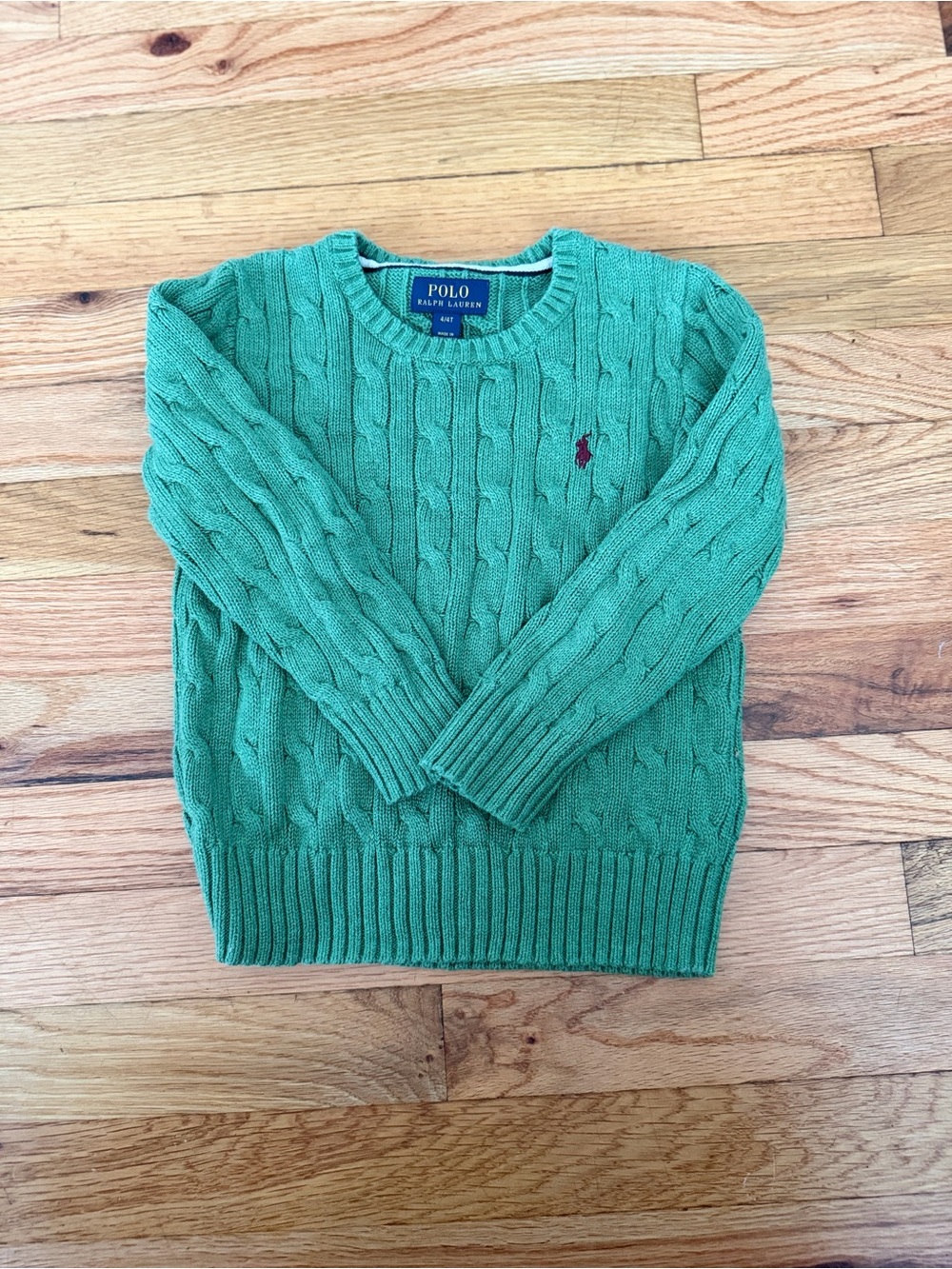 Polo by Ralph Lauren Boy's Green Cable-Knit Crewneck Sweater